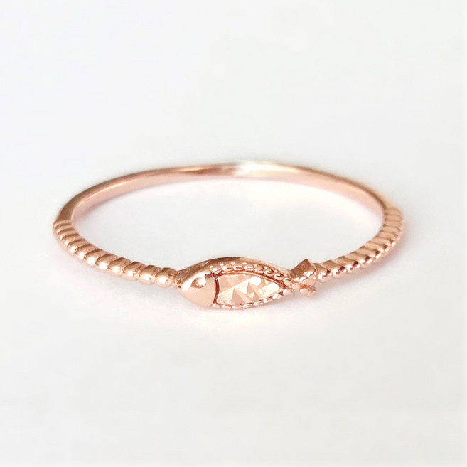 실버925 여성 행운 컷팅 물고기 애끼 은 반지