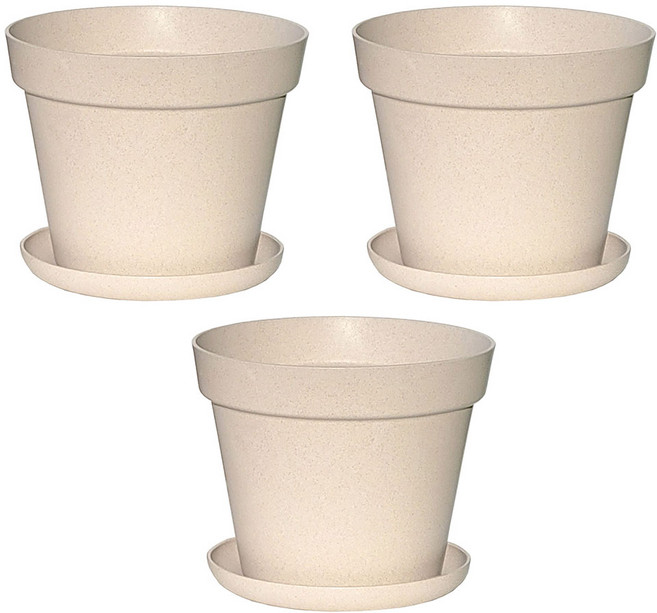 하우스홈 친환경소재 분갈이 목분화분 분갈이 인테리어 텃밭 큰화분 소형, 3개, 아이보리 화분+받침대