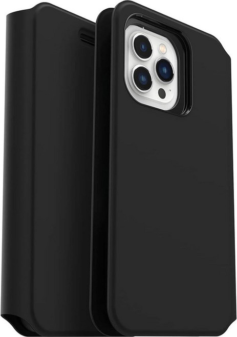 OtterBox Strada Via 폴리오 케이스 아이폰 13 프로 맥스/12 맥스용 카드 홀더 포함 - 비소매 포장 블랙, OtterBox Strada Via 폴리오 케이스 아이