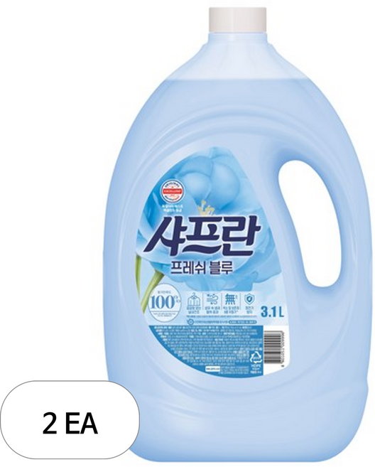 샤프란 섬유유연제 프레쉬 블루 본품, 2개, 3.1L