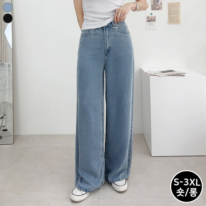 블레스유 여성용 여름 쿨링 텐셀 아이스 청바지 쿨데님 얇은 소재 편안한 데님팬츠 숏/롱 기장선택 빅사이즈까지