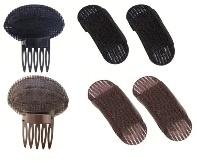 광휘몰 헤어 클립 머리뽕 볼륨 헤어뽕 앞머리 찍찍이 옆머리 대형 똑딱핀 핀 정수리 스타일링, 1개, 헤어 벨크로 뽕 클립 브라운