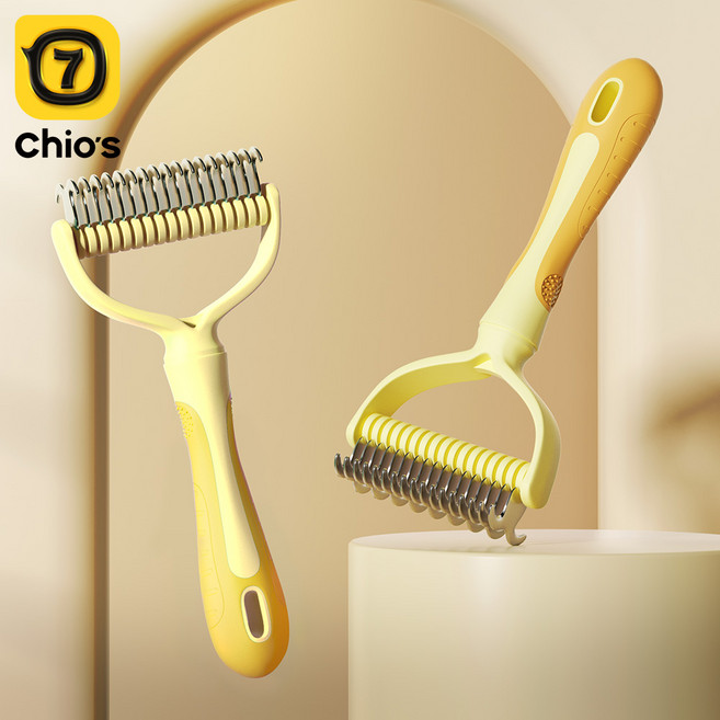 고양이빗 강아지빗 매듭 브러시, 2개, 노란색