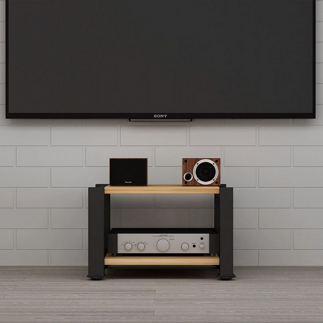 오디오 스피커 거실 선반 장식장 진열장 거치대 원목, 2단 라이트월넛