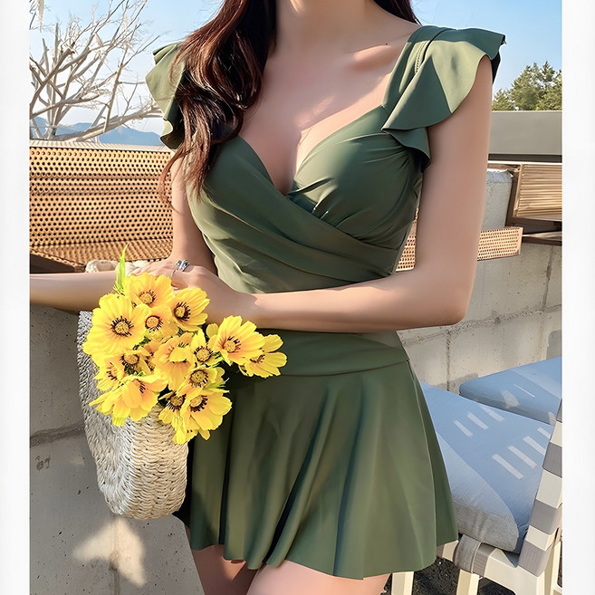 YAPOGI 2026년 여성 원피스수영복 모노키니수영복, GREEN
