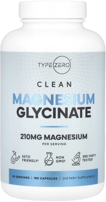 TypeZero Clean 마그네슘 글리시네이트 210mg 캡슐 180정(캡슐 1정당 70mg), TypeZeroClean마그네슘글리시네이트210mg캡슐, 1개, 180정 - 쿠팡
