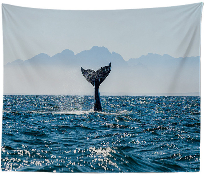 패브릭 포스터 캠핑 감성포스터 인테리어 장식, 행운고래