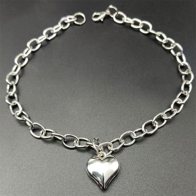 미즈코스 하트 고양이 목걸이 반려동물 인식표 애견 강아지 네임택 애완동물 이름표, 1개, 실버