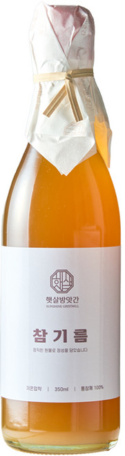 햇살방앗간 저온압착 참기름, 1개, 350ml