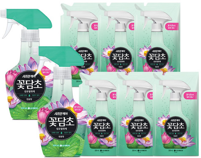 꽃담초 섬유탈취제 연꽃 400ml 2개+리필 320ml 6개, 2760ml, 1세트