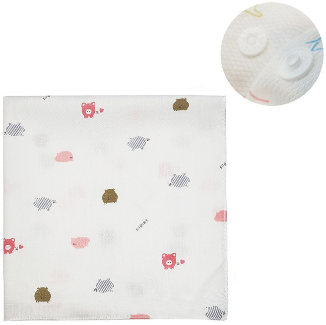 무형광 피그렛 엠보 가제손수건 (똑딱이)
