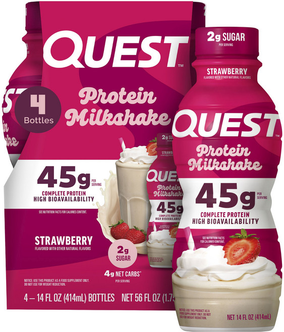 QUEST NUTRITION 蛋白質奶昔 草莓 4入, 1個, 1.75L