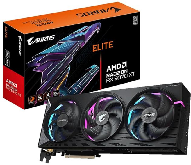 GIGABYTE 기가바이트 Radeon RX9070XT 그래픽카드 GV-R9070XTAORUS E-16GD