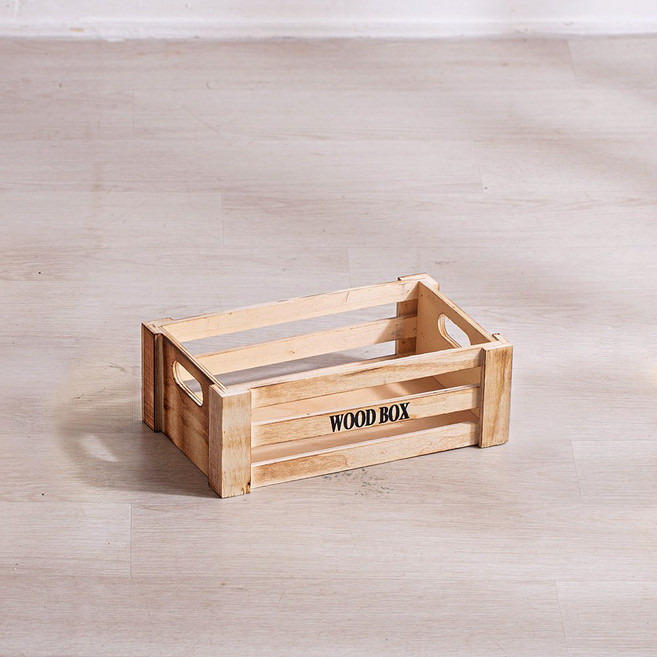 [데코봉봉] 내추럴 우드 박스 2호 1P 소형 정리함 상자 다용도 빈티지 캠핑 박스 수납함