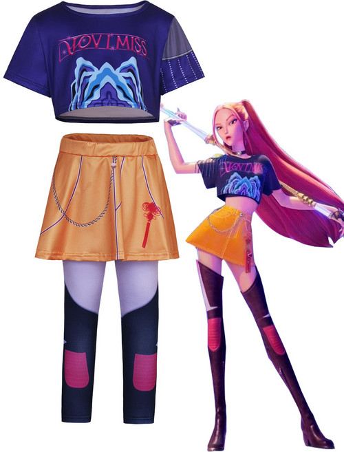 萬聖節 獵魔女團 kPOP cos服裝 米拉 佐伊魯米 cosplay 動漫服, 1個, 米拉(上衣+褲裙):120