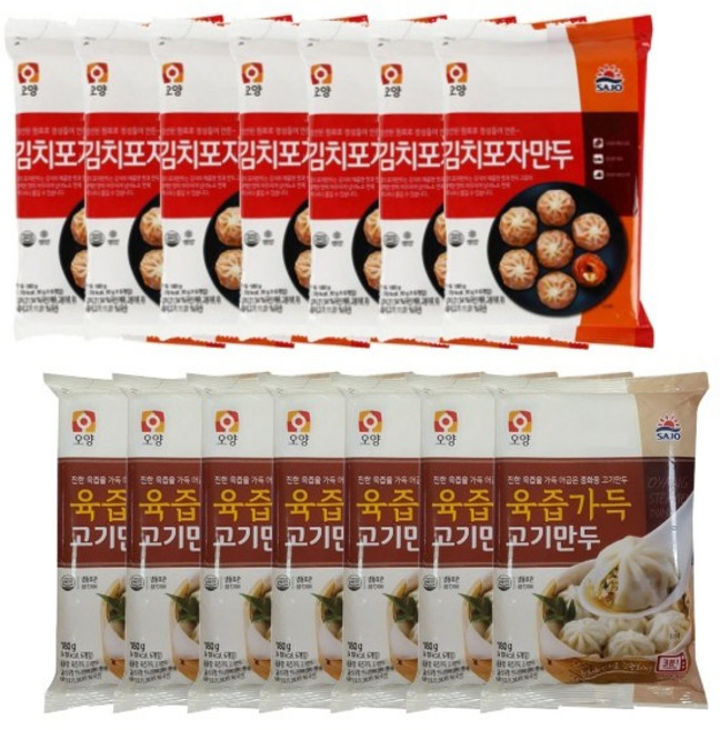 사조오양 포자만두 육즙가득 고기만두 8개 + 김치만두 8개, 1세트, 180g