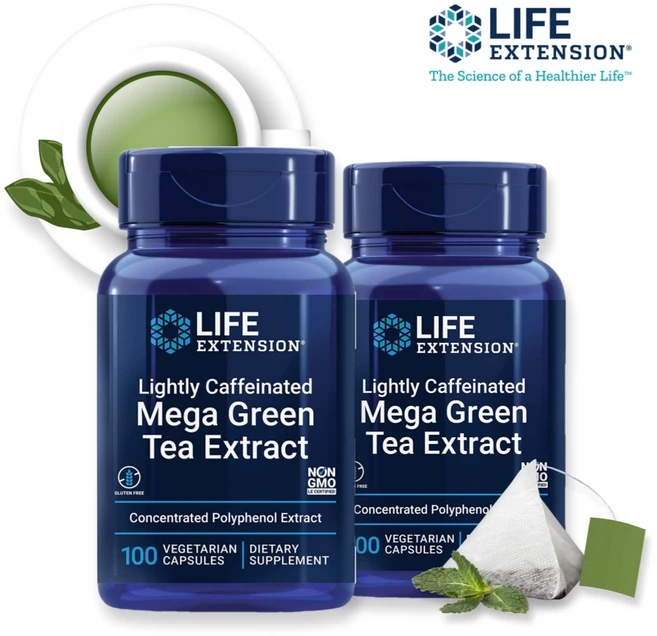 [2세트]라이프익스텐션 메가 녹차 추출물 저카페인 100베지캡슐 폴리페놀 카테킨 EGCG, 100정 - 쿠팡