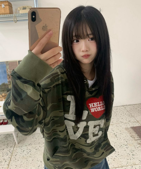 MIMTHEWARDROBE 헬로 월드 LVE 후드티_카모