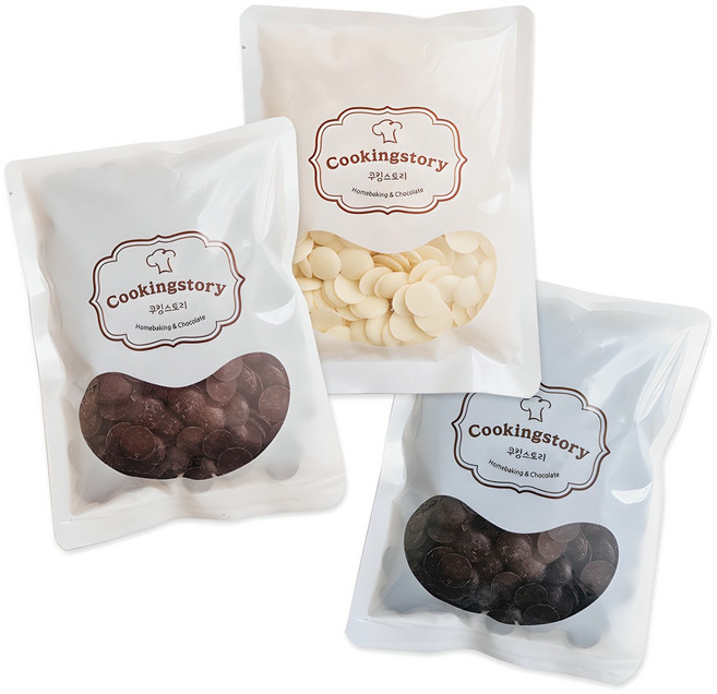 쿠킹스토리 카카오네이처 코팅초콜릿 3종 묶음 (다크 밀크 화이트) 600g, 1개