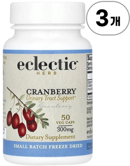 에클레틱 허브 동결 건조 크랜베리 300mg Eclectic Herb Freeze Dried Cranberry 300 mg 50정, 3개 - 쿠팡