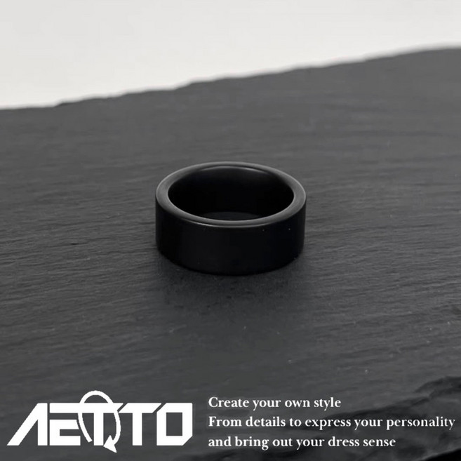 AETTO 磨砂消光黑陶瓷戒指 新款高級感簡約百搭男女戒指