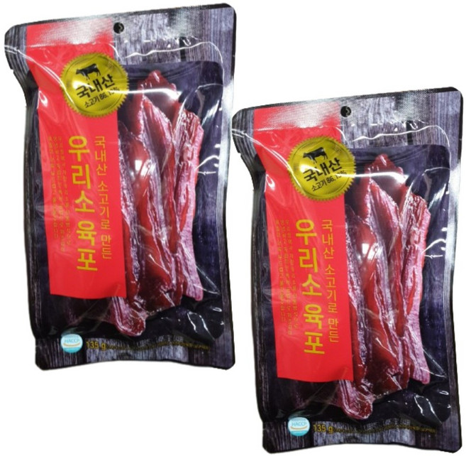노브랜드 국내산 우리소 육포 Korean Beef Jerky, 135g, 2개