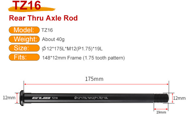 EVGUB 12/15mm MTB 도로 자전거 휠 허브 포크 용 액슬로드를 통한 전면 후면 자전거 샤프트 12x100 12x142, 16 TZ16 Rear Rod, 1개