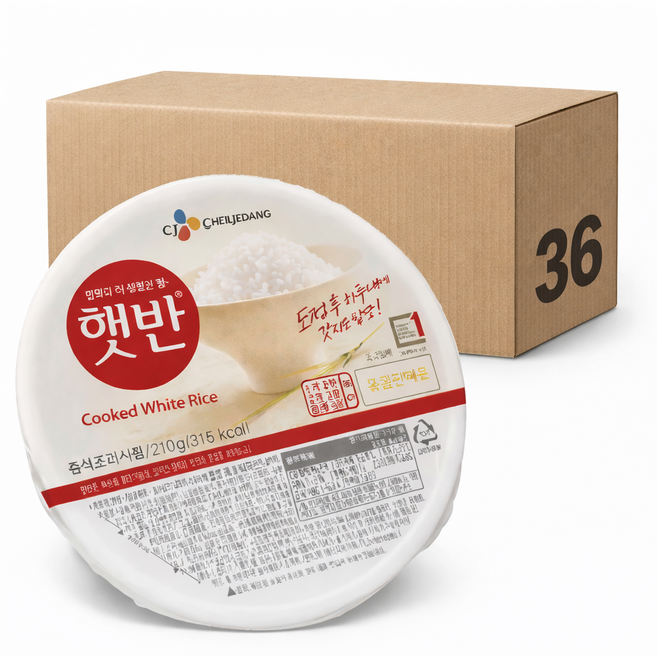 CJ 햇반 둥근햇반 36개 210g 1세트 1세트, 1개