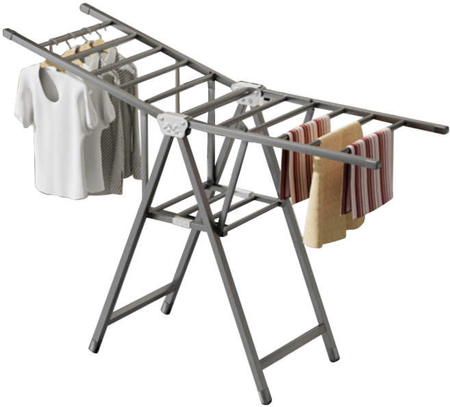 더디테일 튼튼한 접이식 빨래건조대 대형 공간 절약 높이 조절 가능한 날개 포함 대용량 의류 이불 건조대 옷걸이 건조용 세탁 랙 지지력 강한 탄소강 2단, 다크 그레이