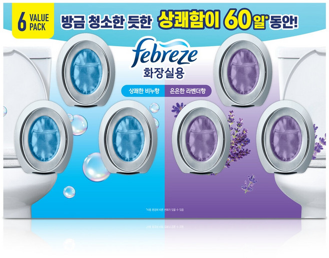 페브리즈 탈취 방향제 화장실용 비치형 6개입, 37.8ml, 1세트