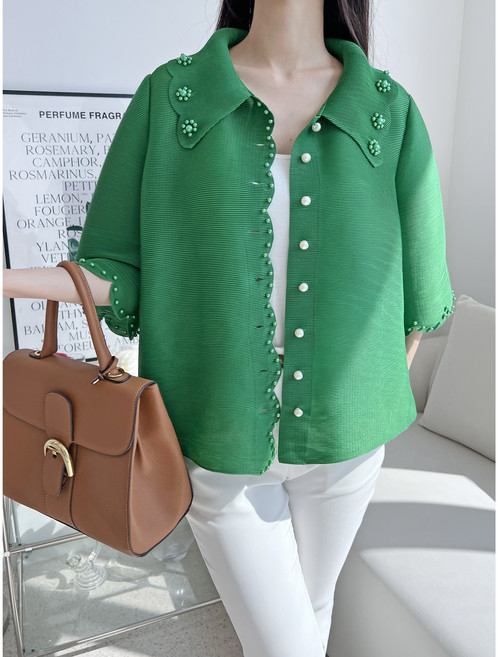 (무배 55-88) 플리츠 진주 볼레로