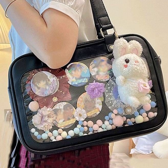 이타백 데코가방 콘서트가방 DIY 굿즈수납 뱃지 투명창 대용량 크로스백 XKB07