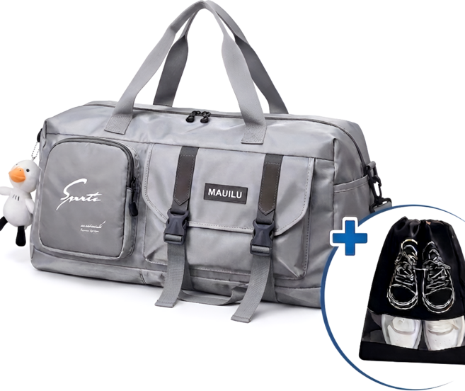 리소이아 대용량 신발분리 피트니스 가방 헬스 요가 다용도 숄더백 운동 보스턴백, 1개, 그레이