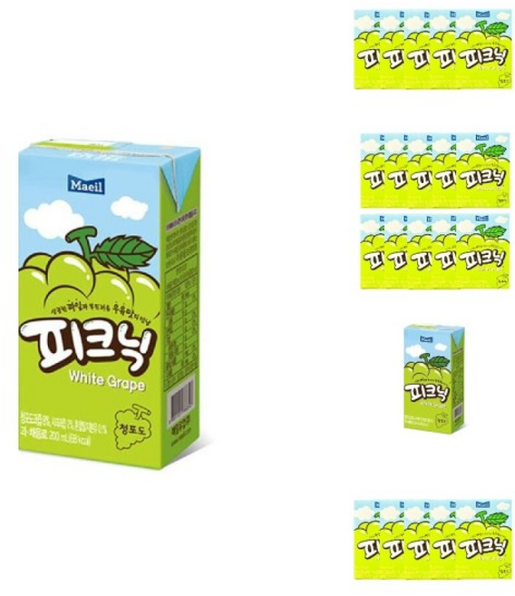 매일 피크닉 청포도 팩 24/애들/어린이/쥬스/종이/주스팩/어린이집/쥬스팩/사과/선물/음료수/과즙, 200ml, 1개