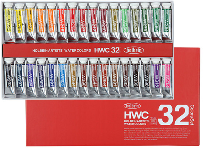 홀베인 전문가용 hwc 수채화물감 32색 15ml 세트, 상세페이지 참조