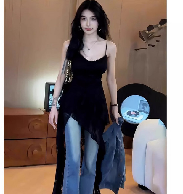 HDRNGRZ 데일리&페스티벌 고딕 그런지 시스루 언발란스 뷔스티에 원피스