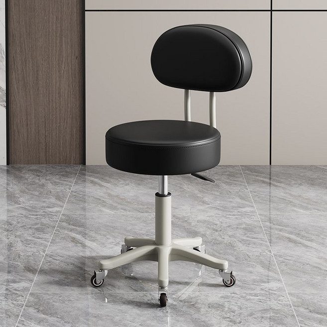 升降旋轉滑輪椅凳 加厚坐墊 美容院工作椅, 1個, 黑色B款,超靜音輪