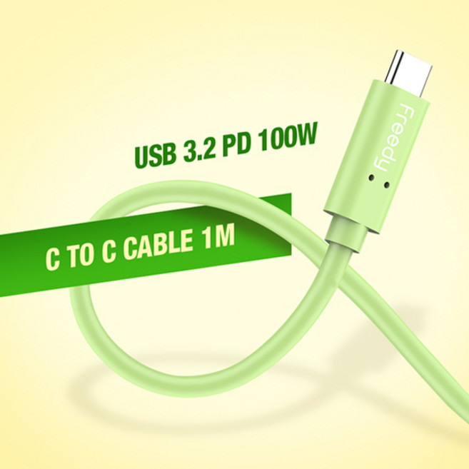 프리디 초고속케이블 CtoC USB-if 3.2 GEN2 PD100W 1M 갤럭시 맥북 충전, 그린, 1개, 100cm