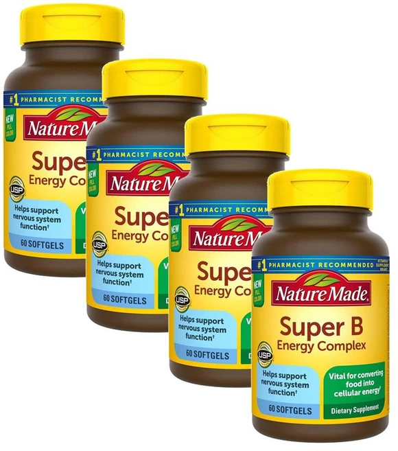 Nature Made 네이처메이드 슈퍼 B 에너지 컴플렉스 60소프트젤 4팩, 60정 - 쿠팡