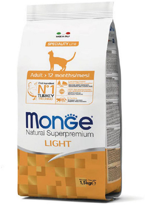 [CAT]몬지 내추럴 슈퍼프리미엄 어덜트 라이트 터키 1.5kg/체중감량이 필요한 반려묘, 칠면조, 1.5kg, 1개