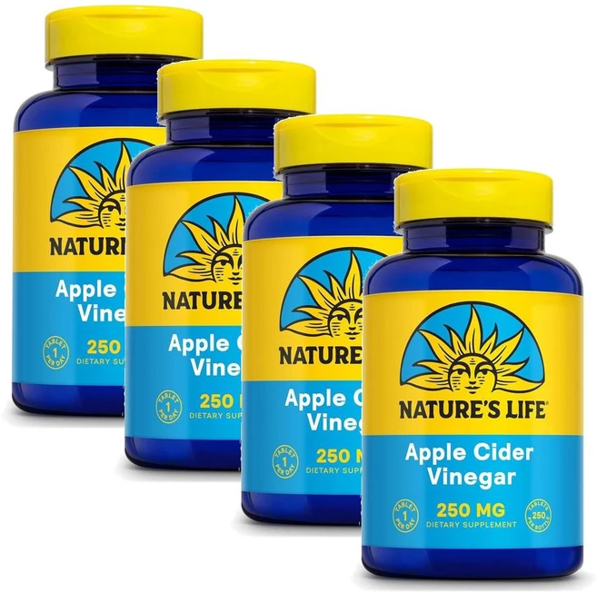 네이쳐스 라이프 애플사이다 식초 애사비 250mg Natures Life Apple Cider Vinegar, 250정, 4개 - 쿠팡