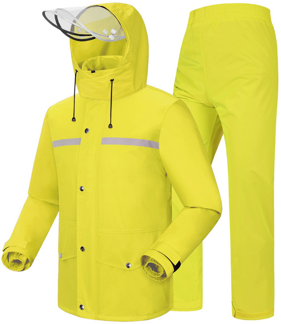 장마 배달 단체복 오토바이 상하의세트 우비 비옷, 옐로우, 1세트