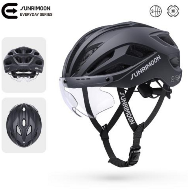 Sunrimoon S79 3D 프린팅 윈드 미러 자전거 헬멧 산악 바이크 남녀 공용 안전, 01 XL, 01 black