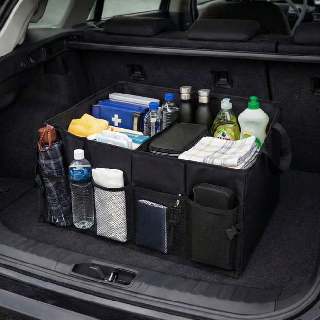 넉넉수납 깔끔 접이식 트렁크 보관함, 블랙