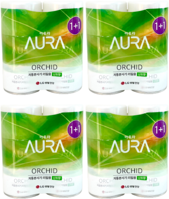 아우라 자동분사 리필 캔 난초향 280ml X 2입, 4세트
