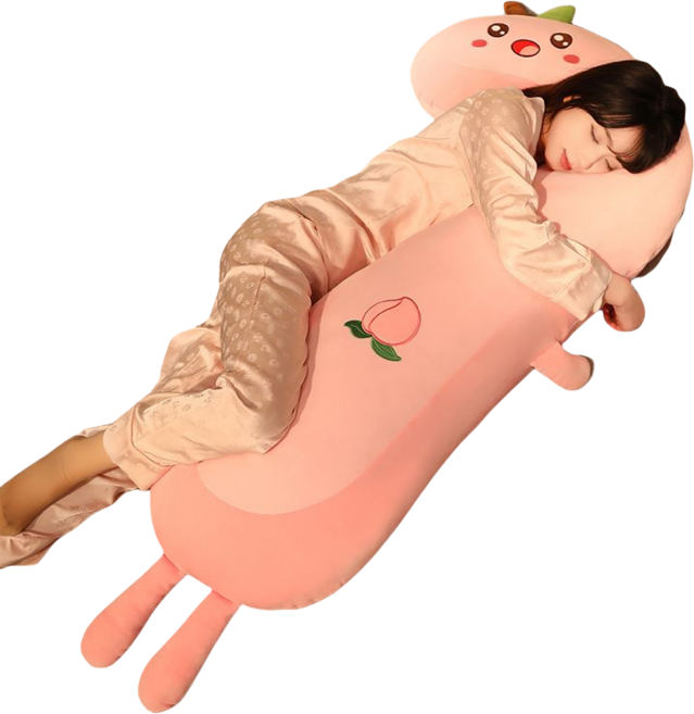 Haengbuk 부드러운 롱쿠션 선물용 과일 바디필로우 포근한 쿠션 숙면 도우미, 복숭아