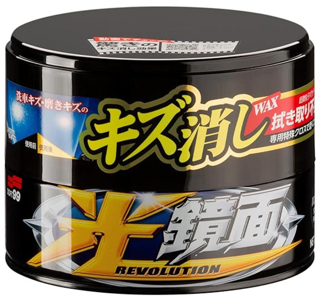 소프트99(SOFT99) 왁스 WAX 광거울면 왁스 다크 블랙 차량용 자동차 도장면의 흠집 제거 보호 및 광택용 크로스 00420