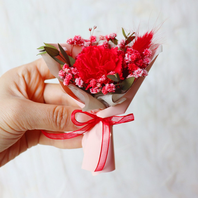 아델 한송이 카네이션 꽃다발 어버이날 스승의날 납골당, 1개, 레드