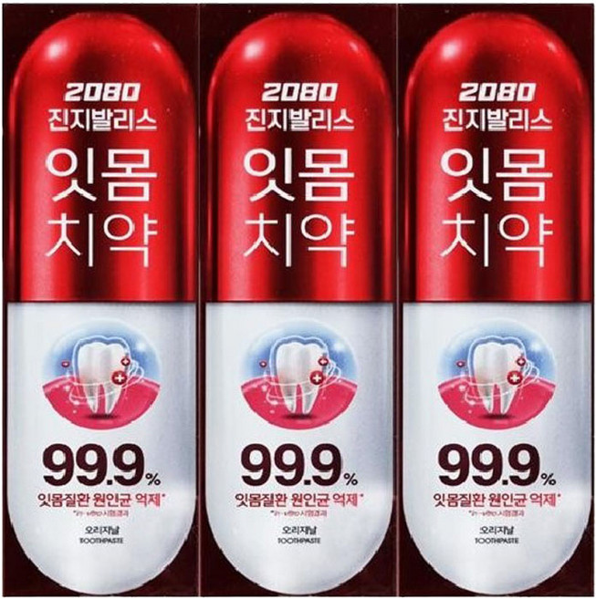 2080진지발리스 오리지날 잇몸치약 120g x3개입, 3개