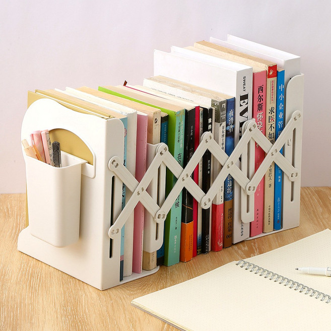 타치 길이조절 접이식 자바라 책꽂이 서류 문제집 정리, 화이트(TC1016)